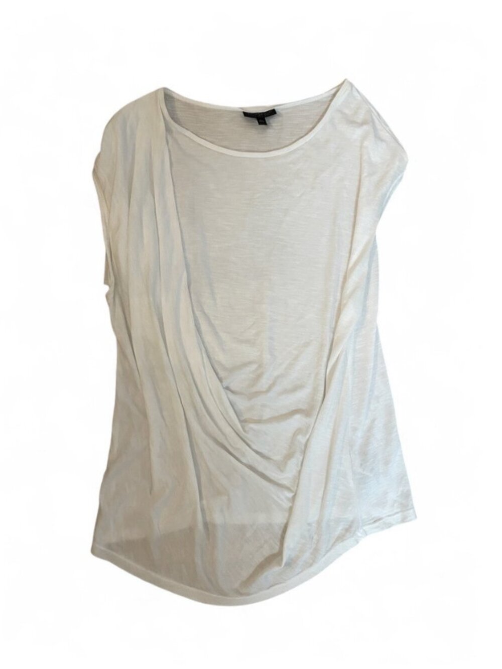 Topshop Draped White Top Sexy Shirt Flowy Drape Fabric Blouse Going Out Tops, L